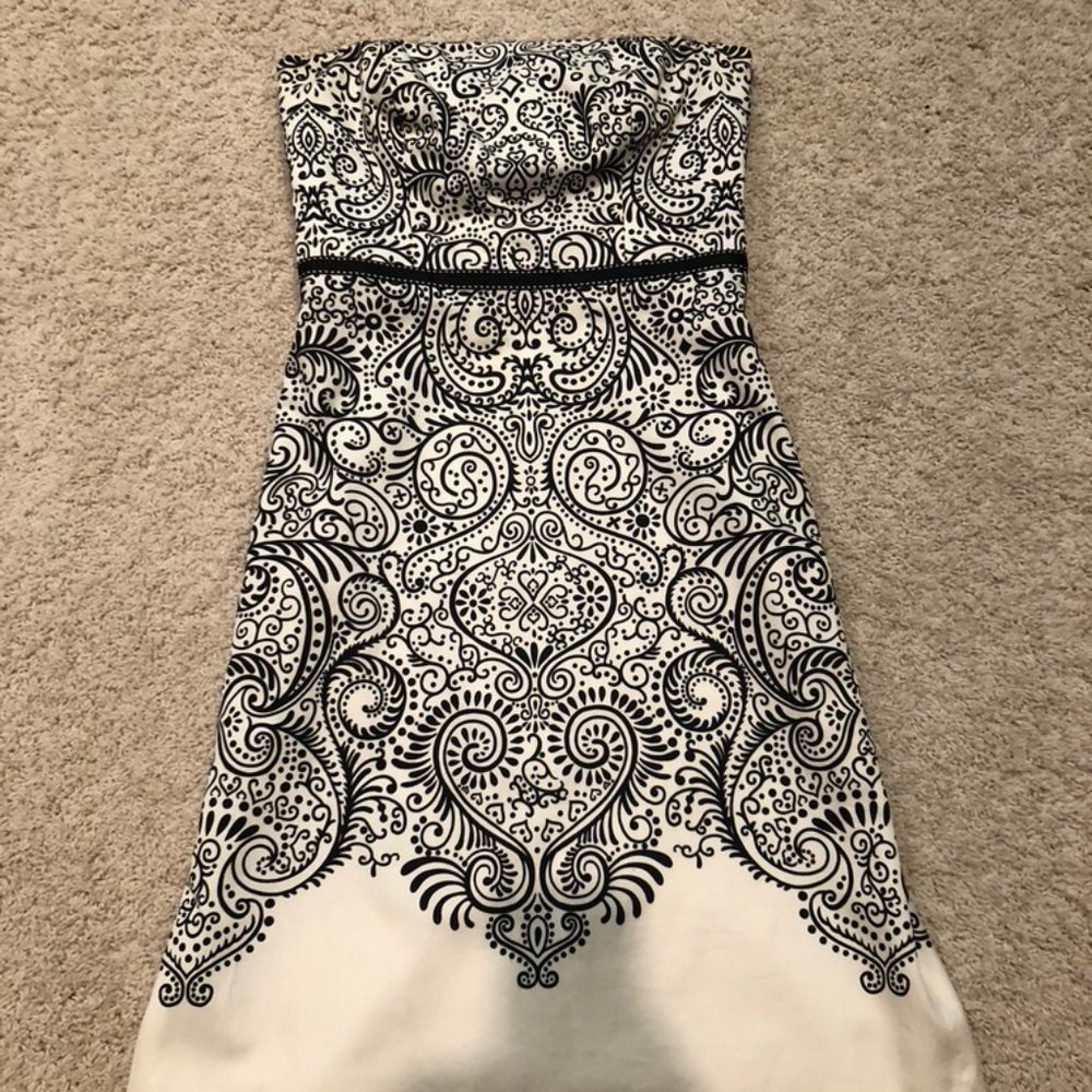 Elegant Strapless Black and White Dress